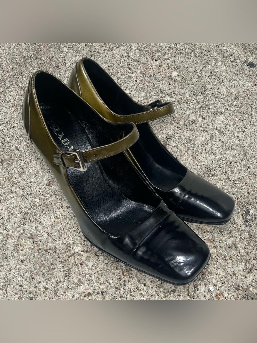 PRADA vintage 90s square toe Mary Jane heels